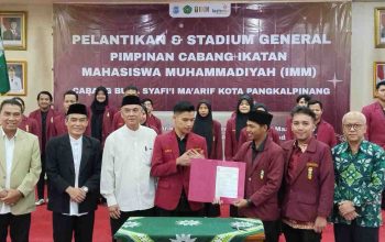 Hadiri Pelantikan IMM, Agustu Afendi Dorong Kolaborasi Mahasiswa dan Pemerintah